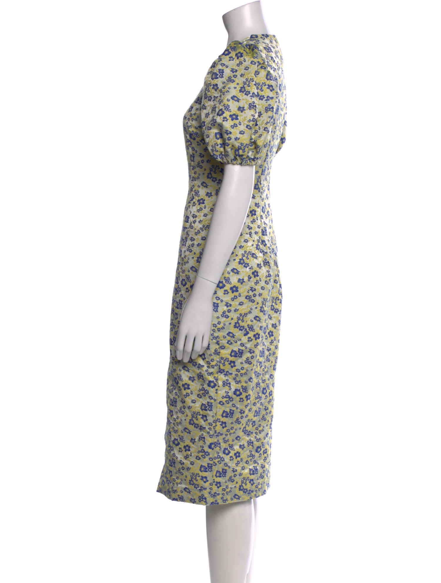 ROTATE Birger Christensen Floral Print Midi Length Dress