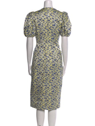 ROTATE Birger Christensen Floral Print Midi Length Dress