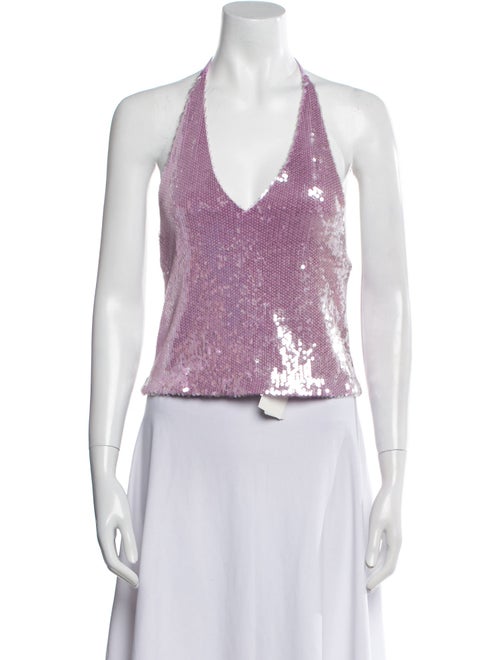 ROTATE Birger Christensen Printed Halterneck Crop Top