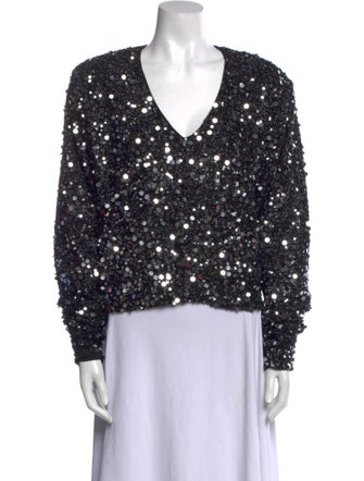 ROTATE Birger Christensen Patterned V-Neck Blouse