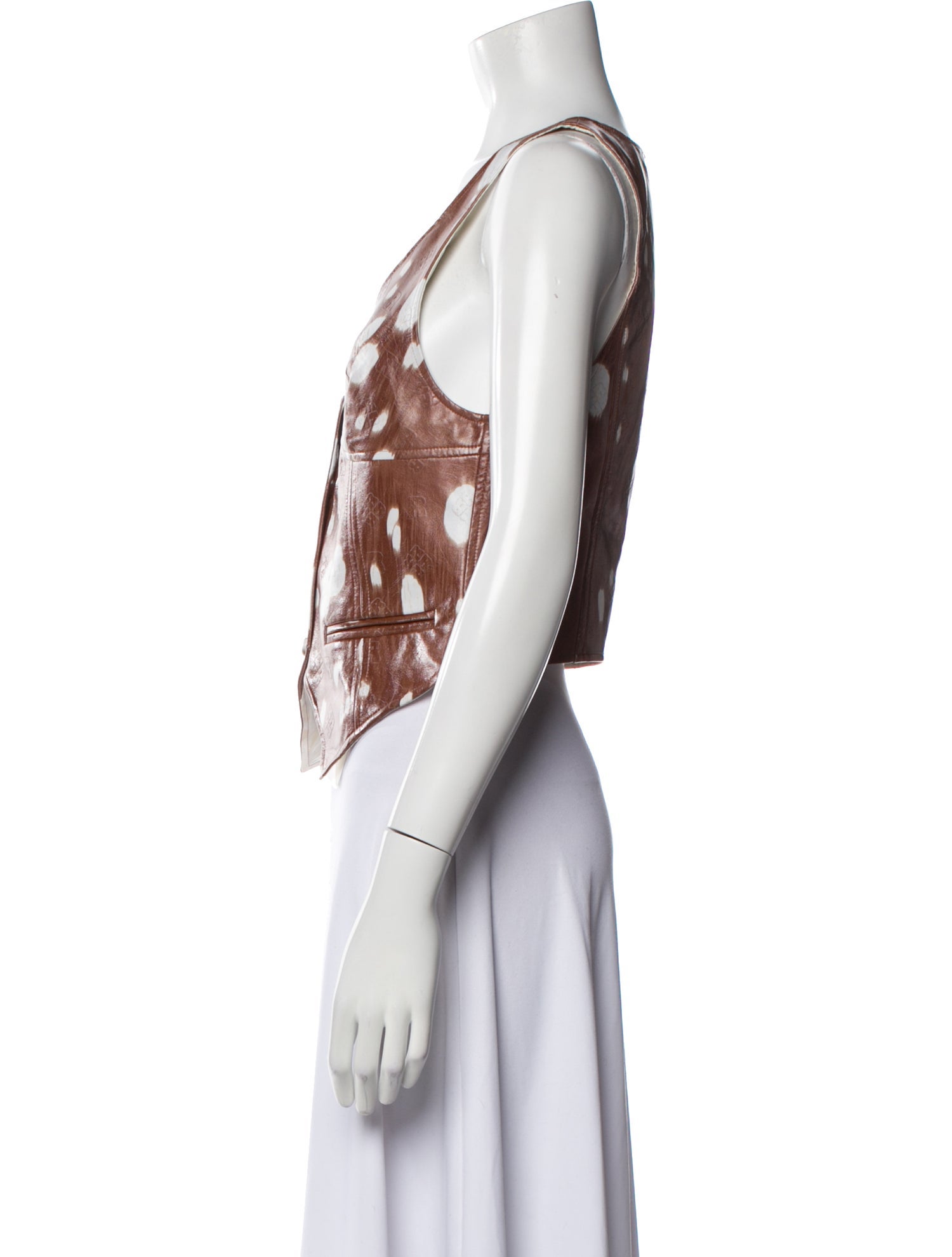 ROTATE Birger Christensen Polka Dot Print V-Neck Crop Top