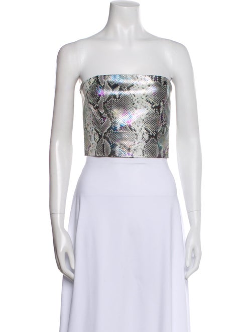 ROTATE Birger Christensen Printed Strapless Crop Top