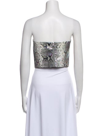 ROTATE Birger Christensen Printed Strapless Crop Top