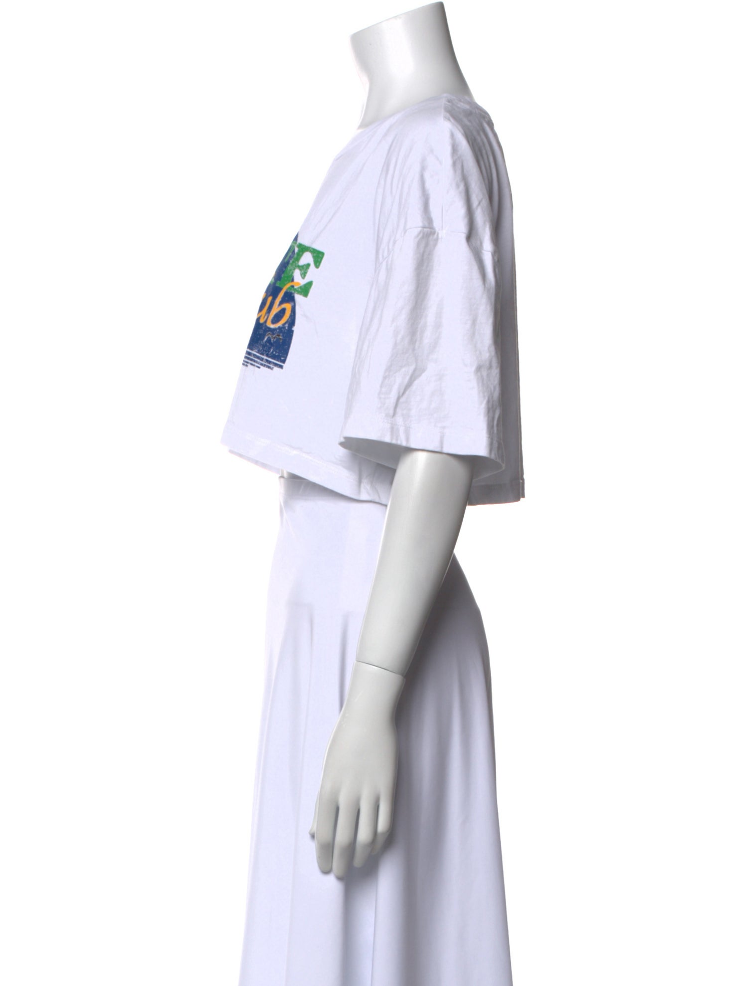 ROTATE Birger Christensen Graphic Print Crew Neck Crop Top