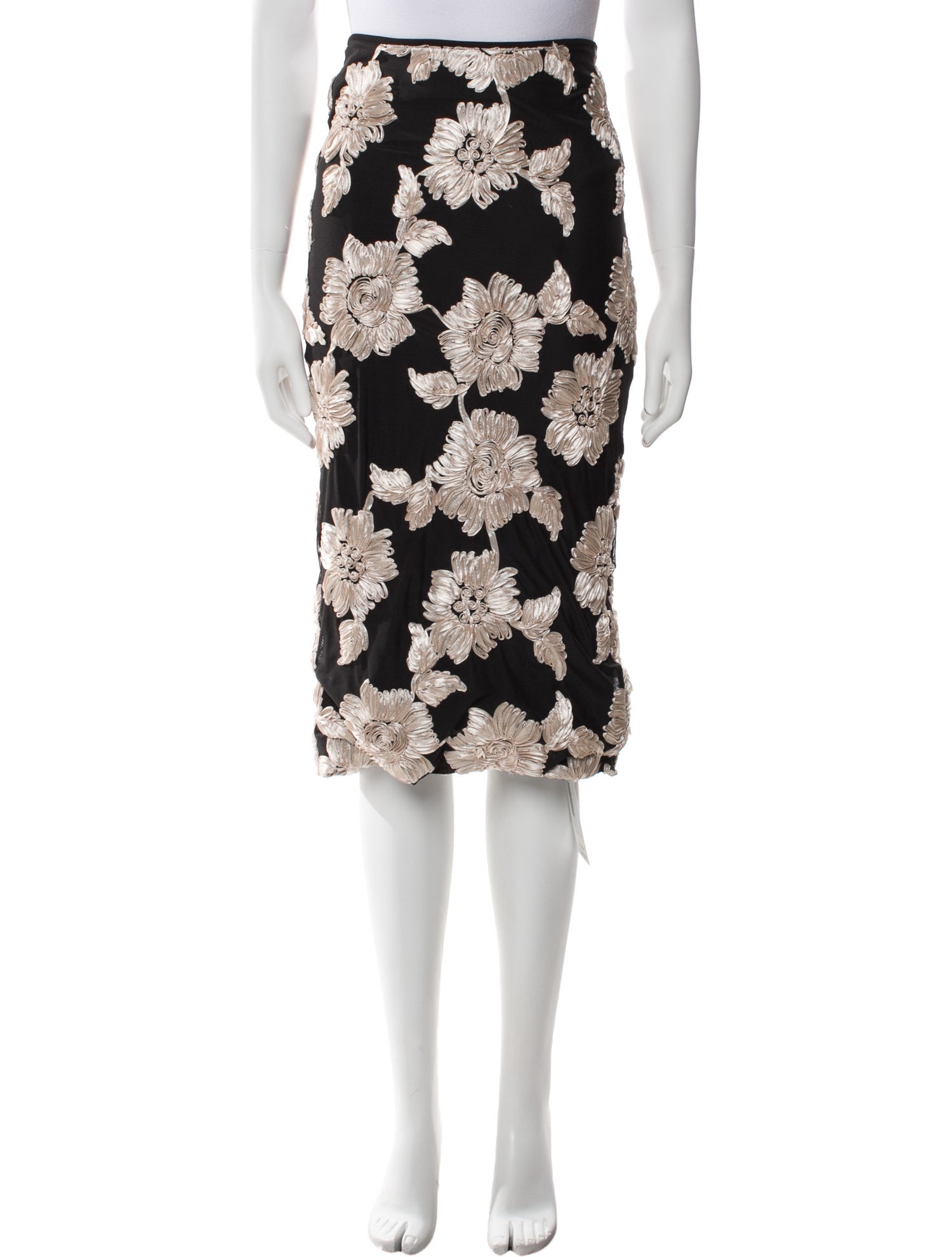ROTATE Birger Christensen Floral Print Knee-Length Skirt