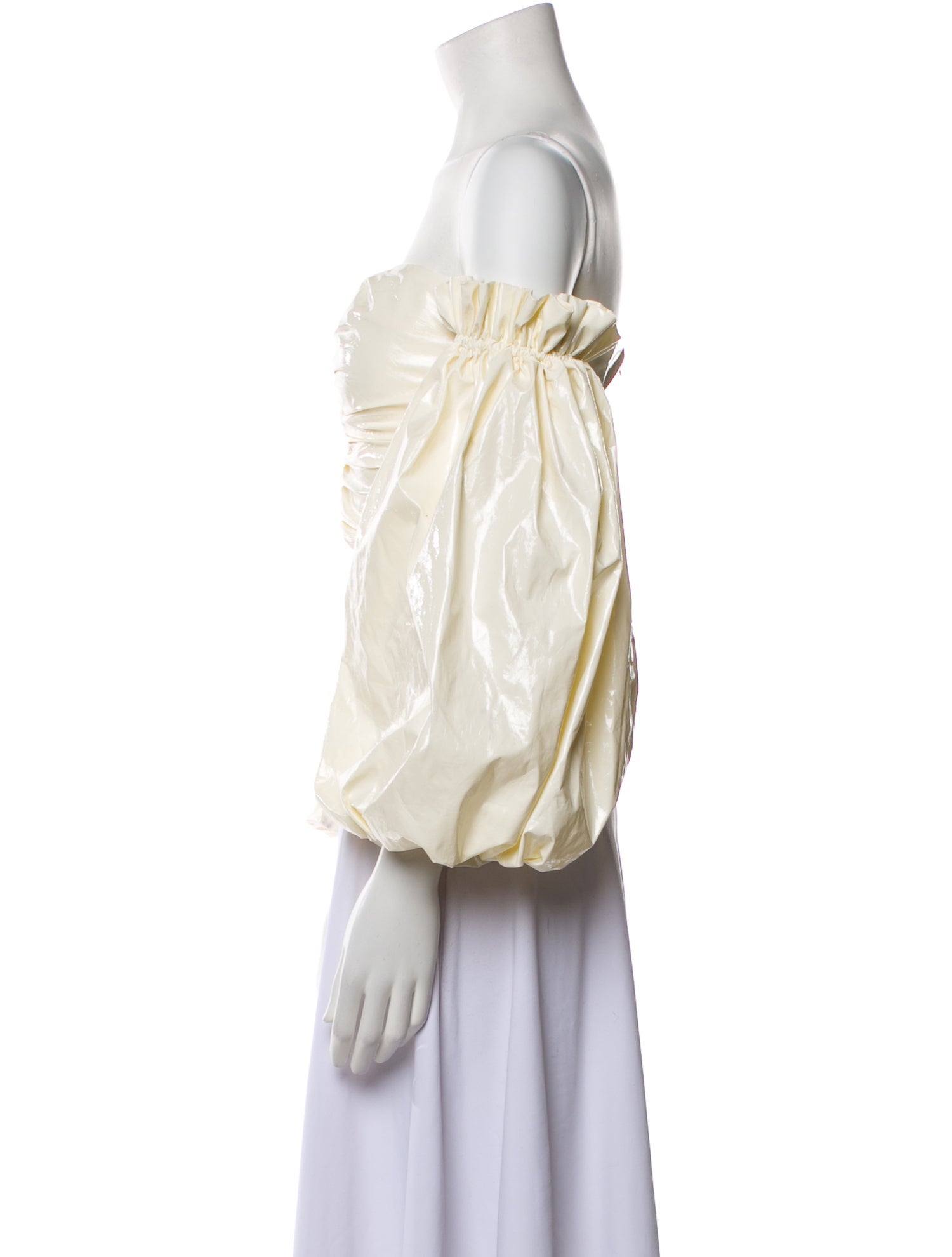 ROTATE Birger Christensen Vinyl Off-The-Shoulder Crop Top