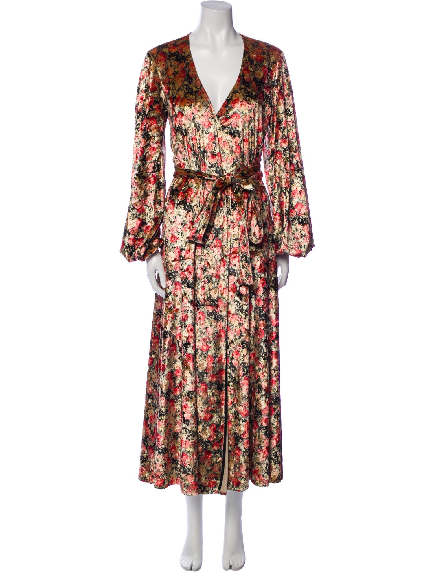 ROTATE Birger Christensen Floral Print Long Dress
