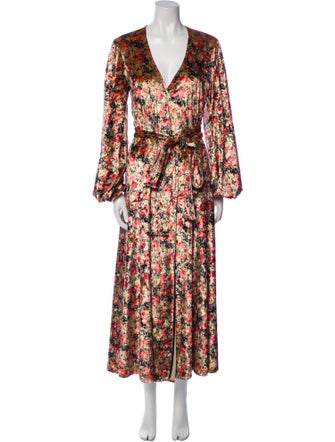 ROTATE Birger Christensen Floral Print Long Dress