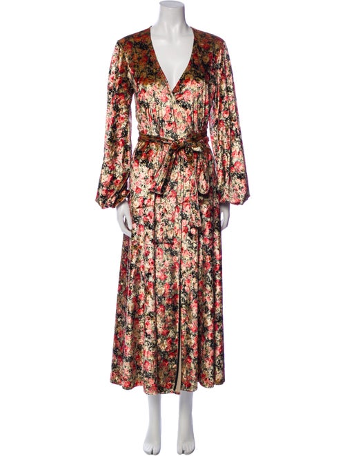ROTATE Birger Christensen Floral Print Long Dress