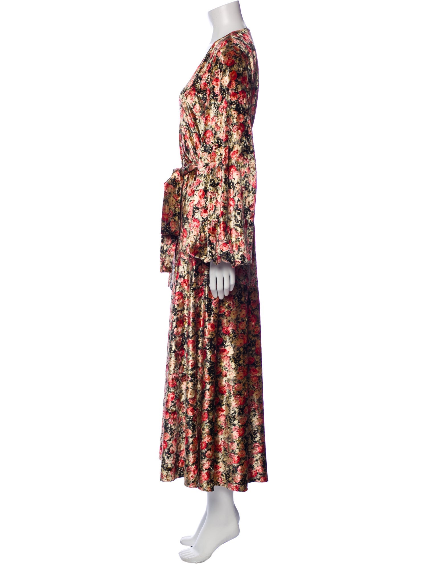 ROTATE Birger Christensen Floral Print Long Dress