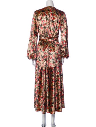 ROTATE Birger Christensen Floral Print Long Dress