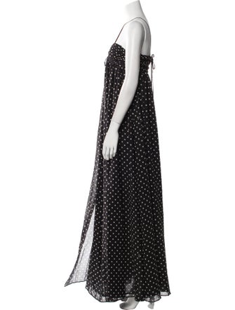 ROTATE Birger Christensen Polka Dot Print Long Dress