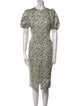 ROTATE Birger Christensen Floral Print Midi Length Dress