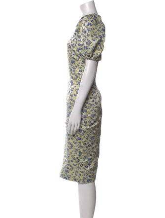 ROTATE Birger Christensen Floral Print Midi Length Dress