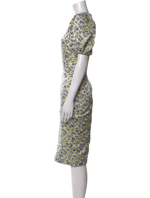 ROTATE Birger Christensen Floral Print Midi Length Dress