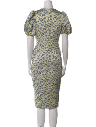 ROTATE Birger Christensen Floral Print Midi Length Dress
