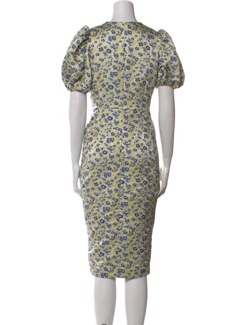 ROTATE Birger Christensen Floral Print Midi Length Dress