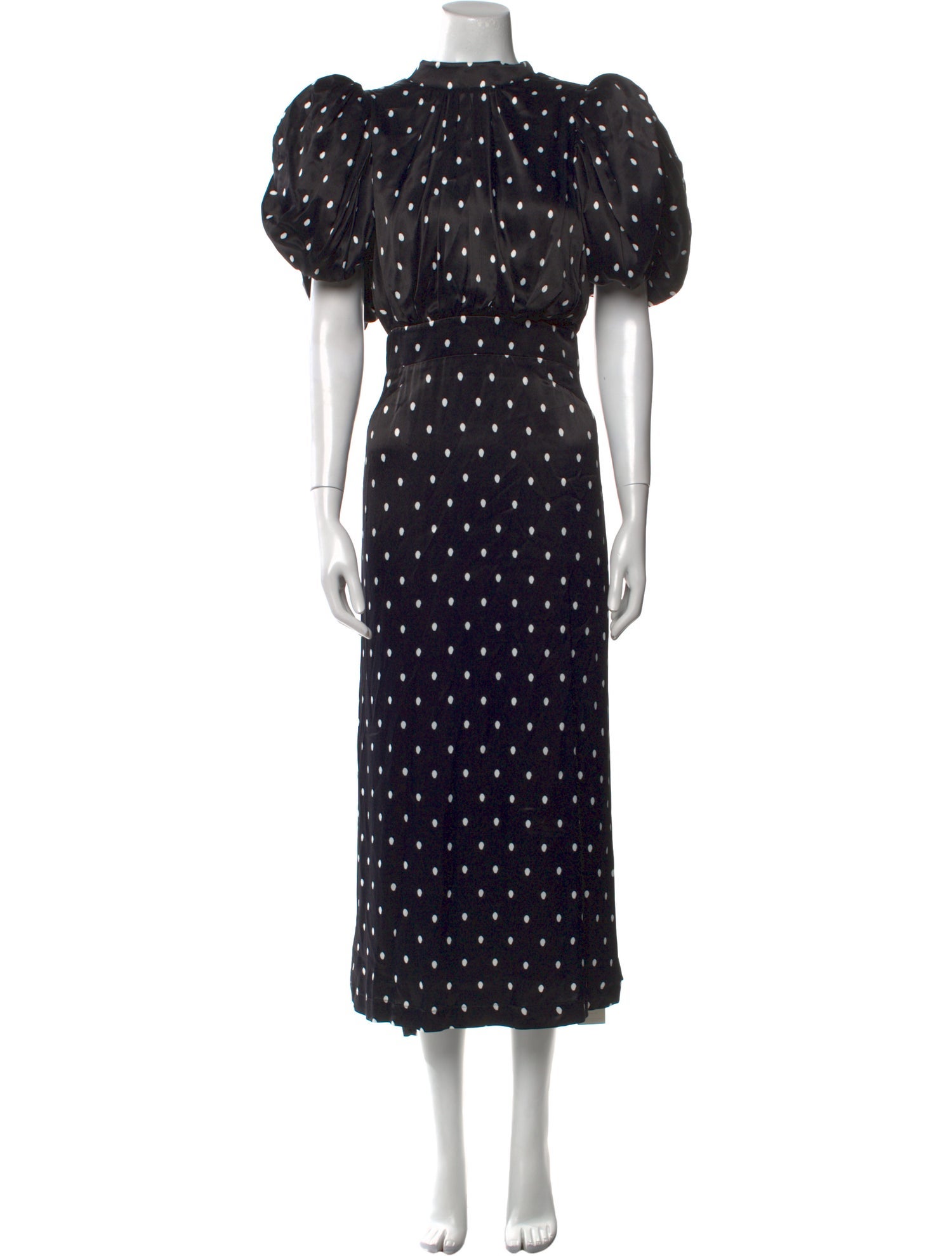 ROTATE Birger Christensen Polka Dot Print Long Dress