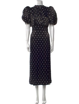 ROTATE Birger Christensen Polka Dot Print Long Dress
