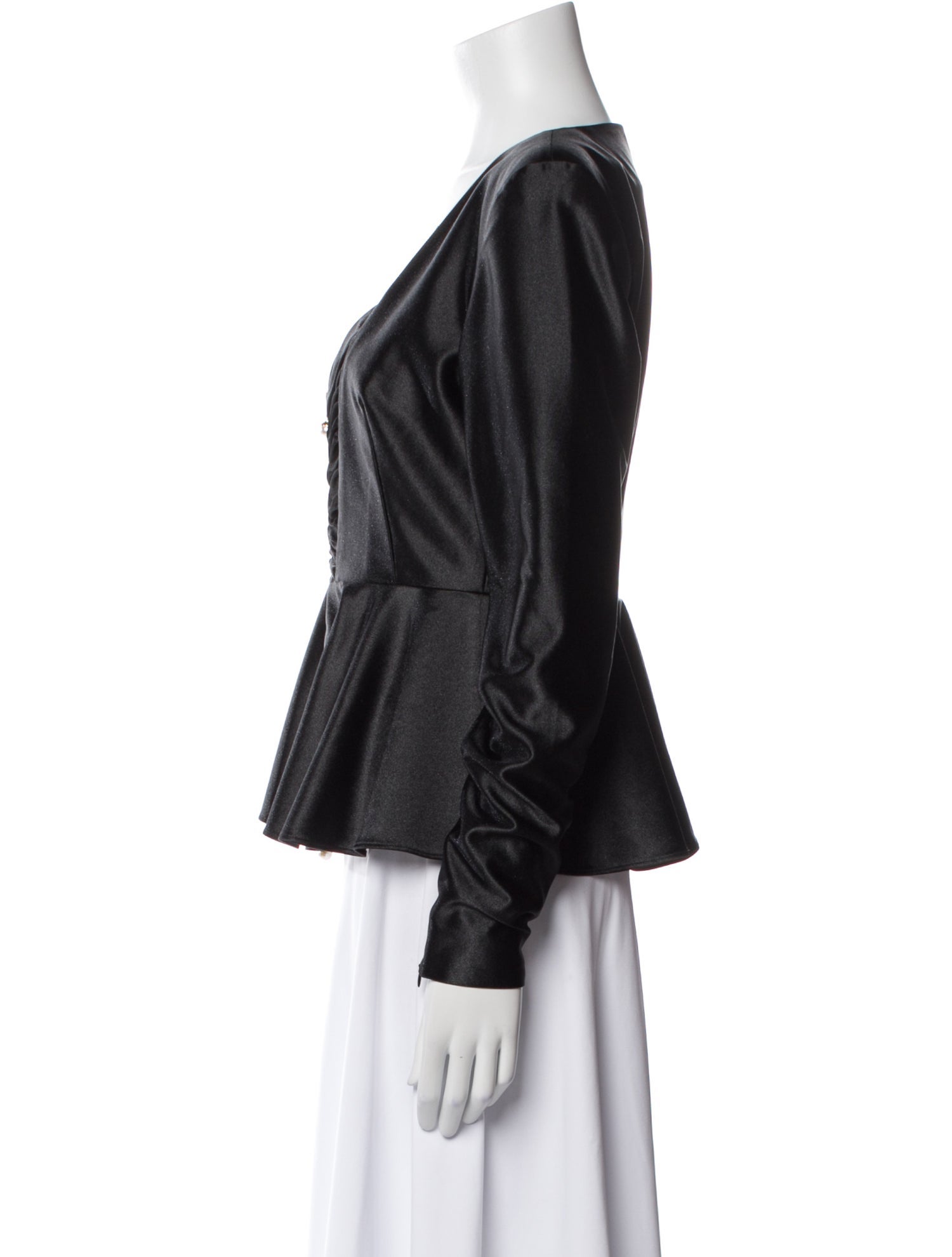 ROTATE Birger Christensen V-Neck Long Sleeve Blouse