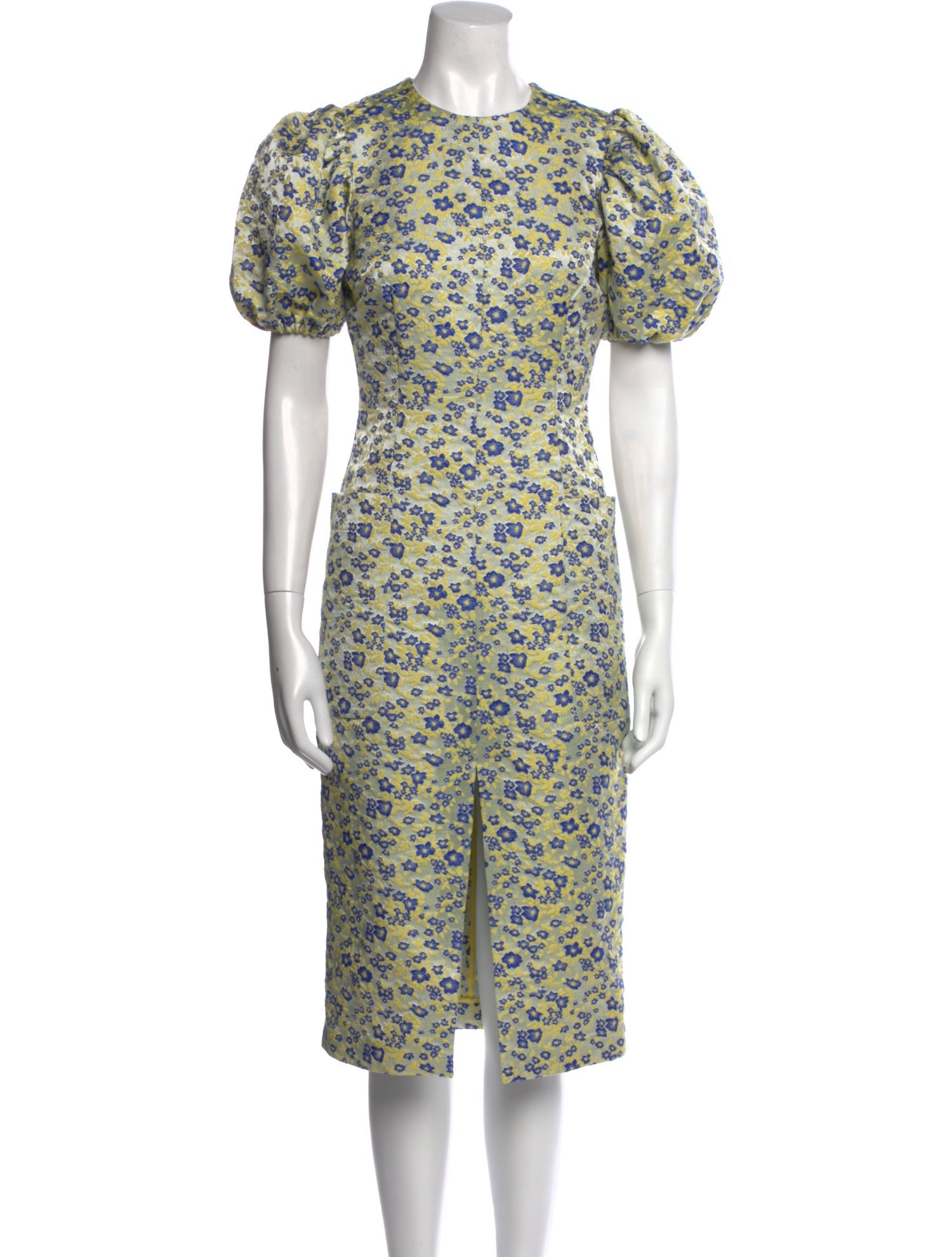 ROTATE Birger Christensen Floral Print Midi Length Dress