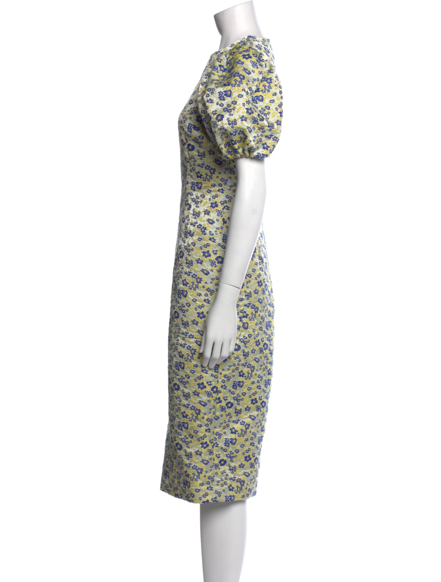 ROTATE Birger Christensen Floral Print Midi Length Dress