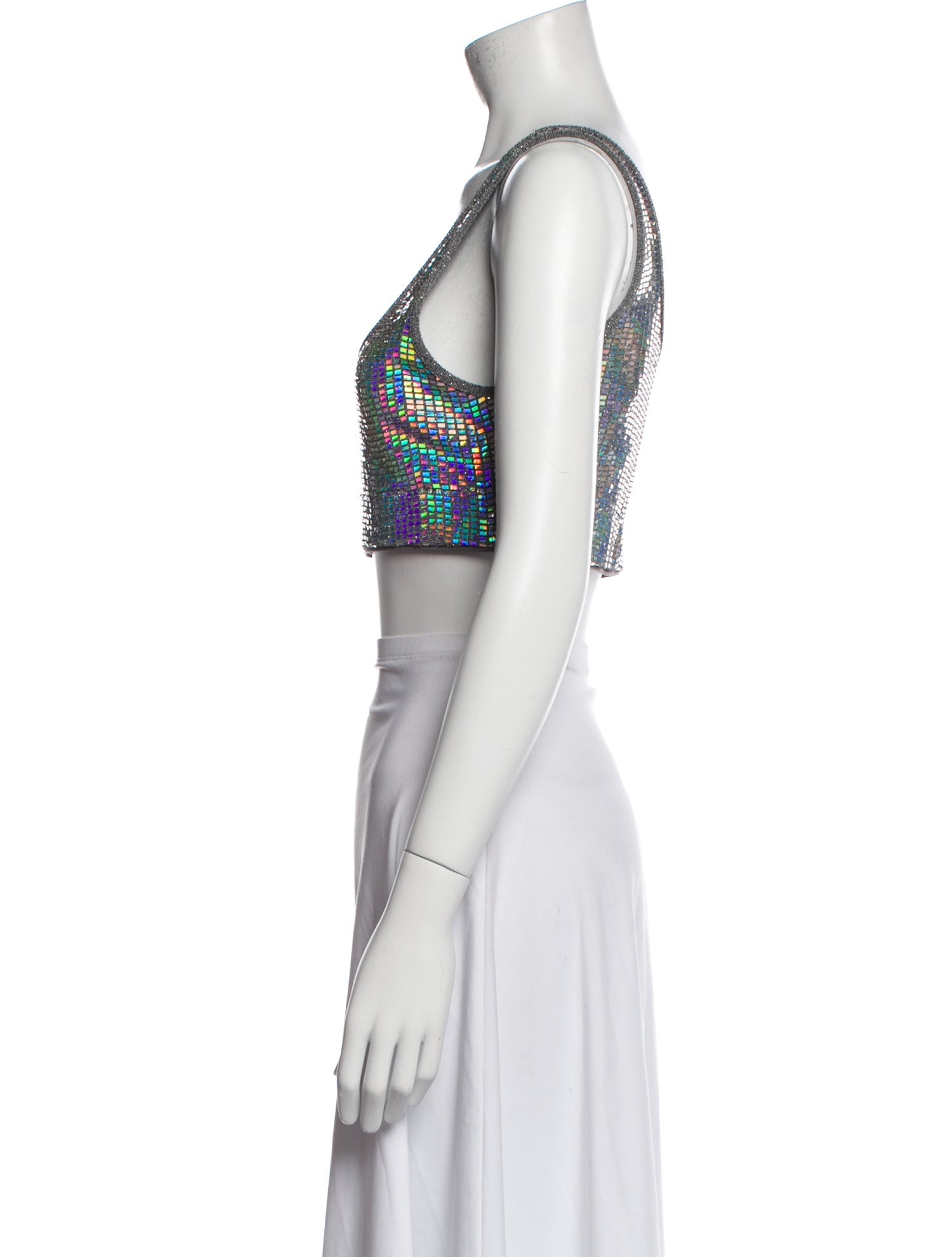 ROTATE Birger Christensen Printed Square Neckline Crop Top