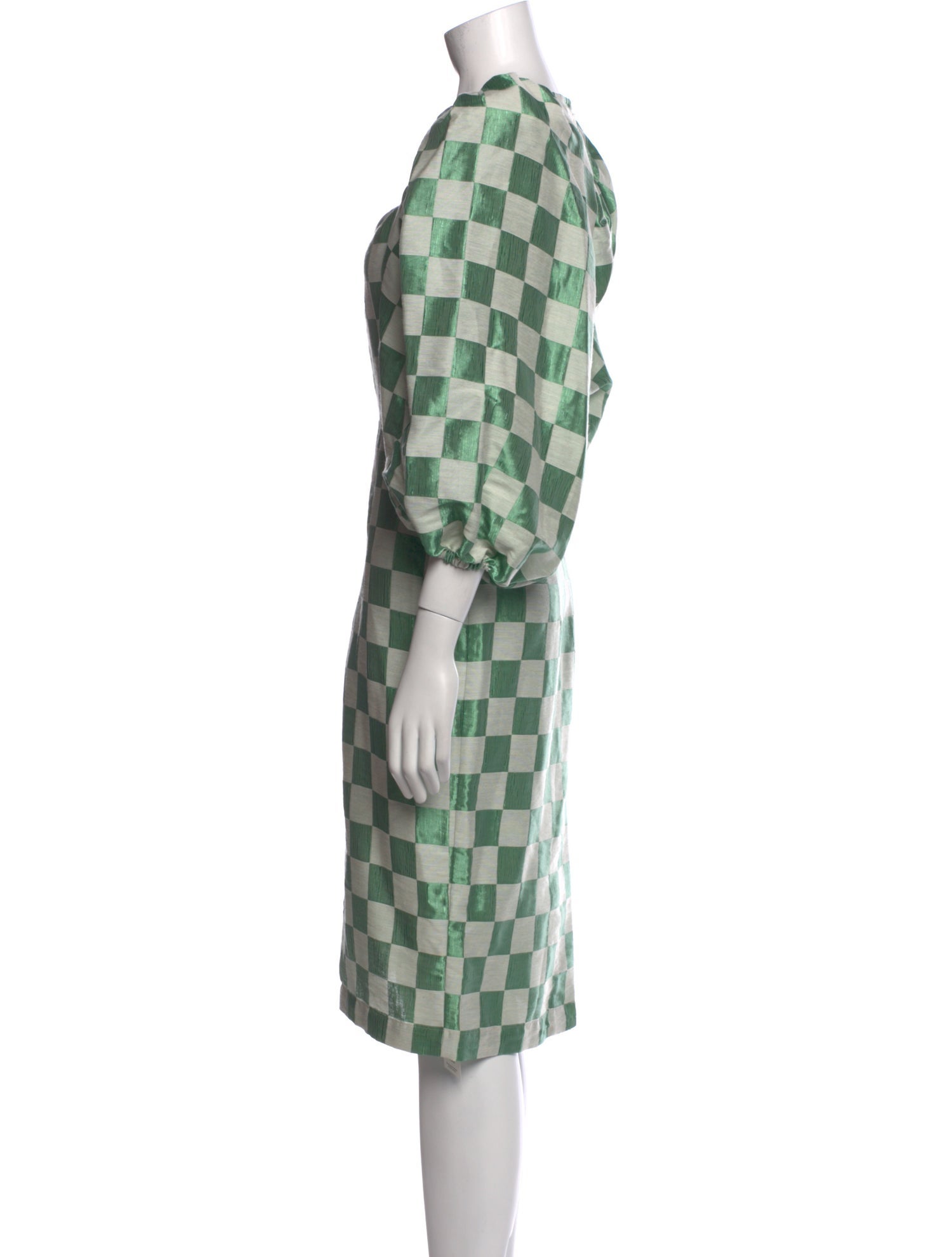 ROTATE Birger Christensen Plaid Print Knee-Length Dress