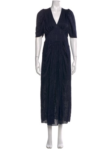 Pre-owned Rotate Birger Christensen V-neck Midi Length Dress In Blue