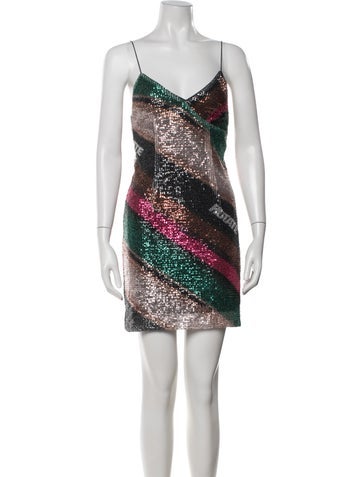 Pre-owned Rotate Birger Christensen Printed Mini Dress In Green
