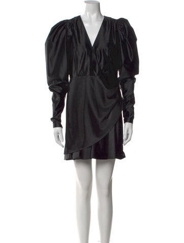 Pre-owned Rotate Birger Christensen V-neck Mini Dress In Black