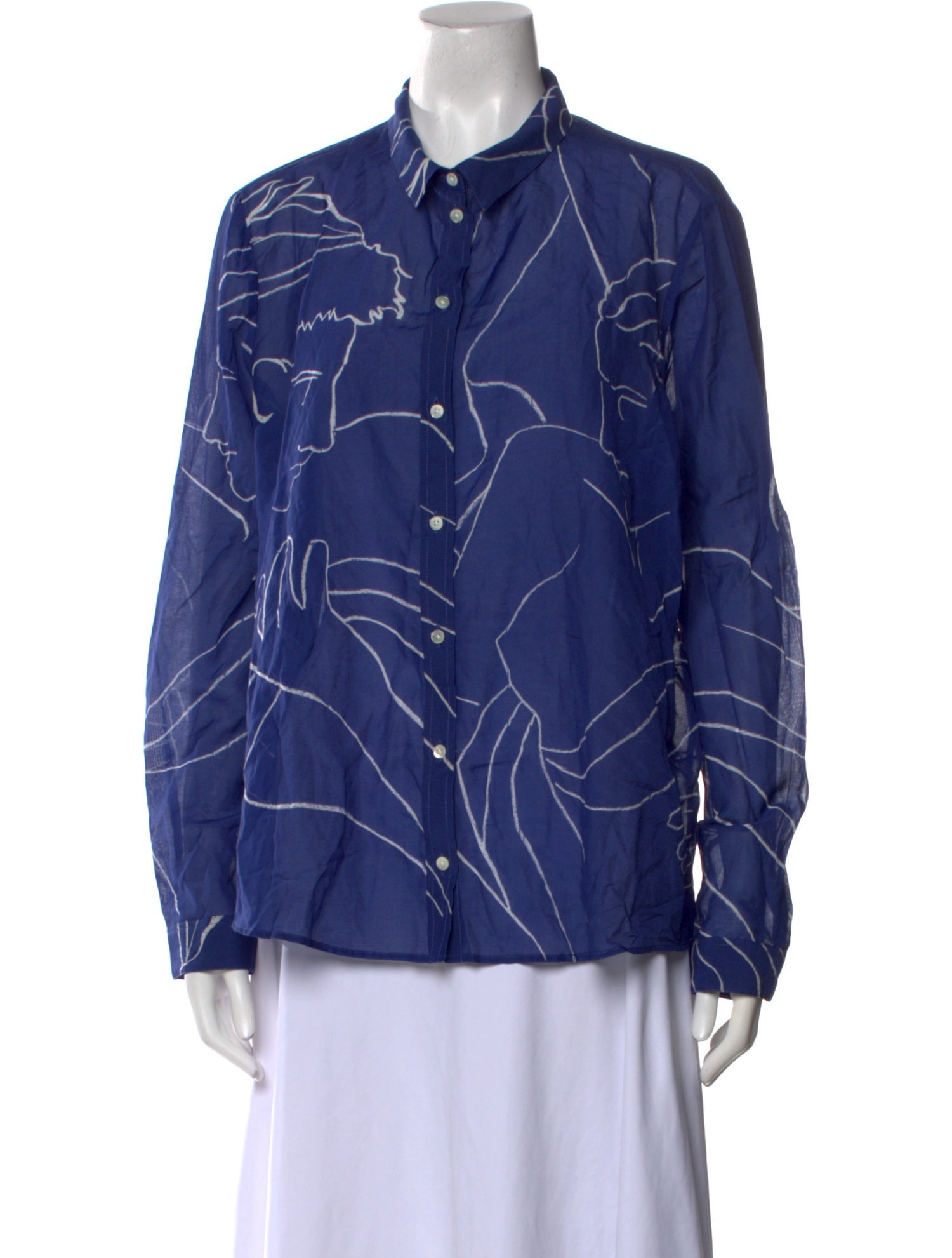 Roberto Ruspoli x Sezane Printed Long Sleeve Button-Up Top w/ Tags