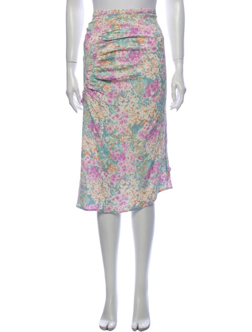 Rouje Floral Print Midi Length Skirt Purple