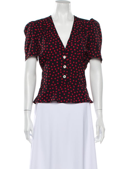 Rouje Printed V-Neck Blouse Black