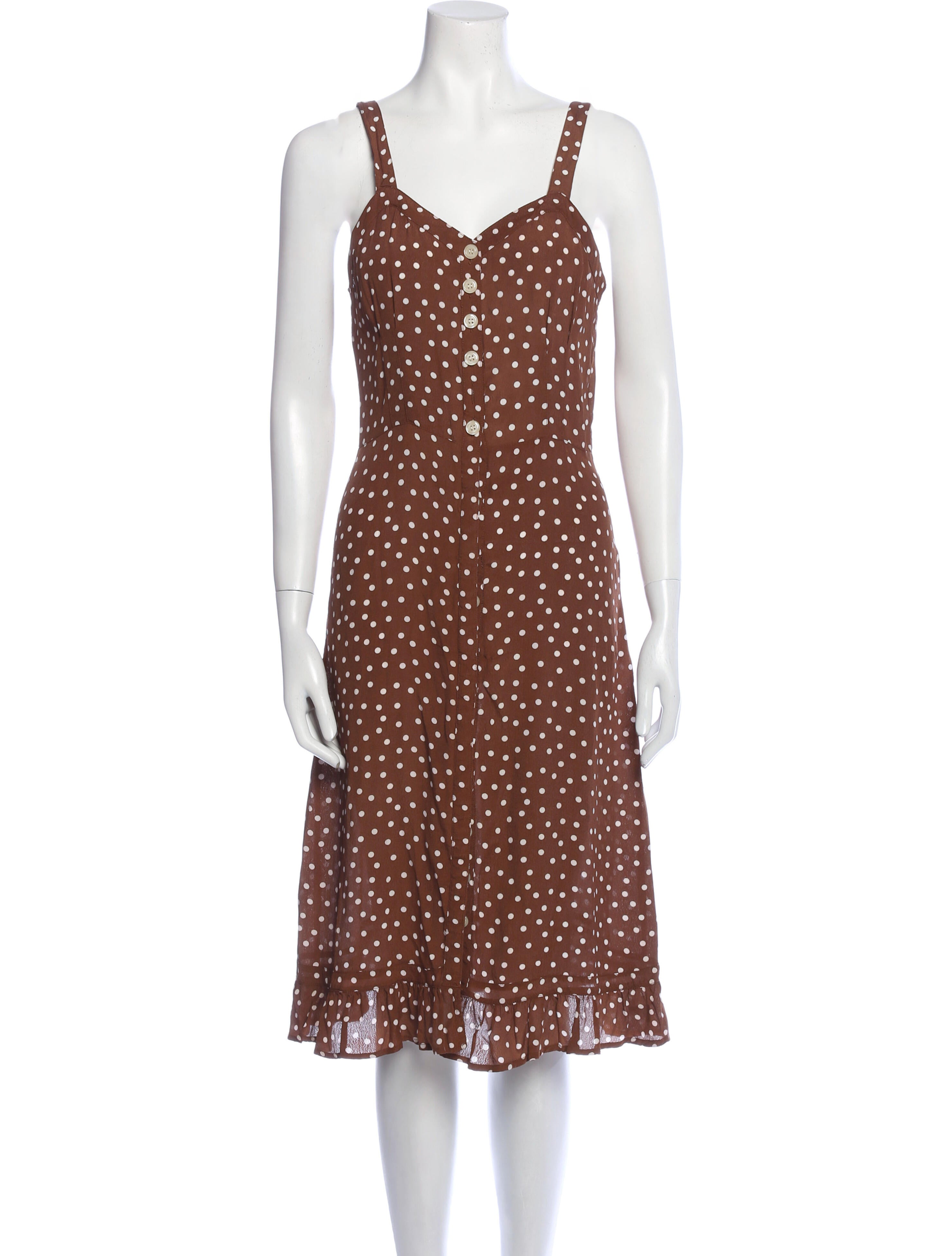 Rouje Polka Dot Print Midi Length Dress - Brown Dresses, Clothing - WROUJ22151 | The RealReal Rouje Polka Dot Print Midi Length Dress - Brown Dresses, Clothing - WROUJ22151 | The RealReal