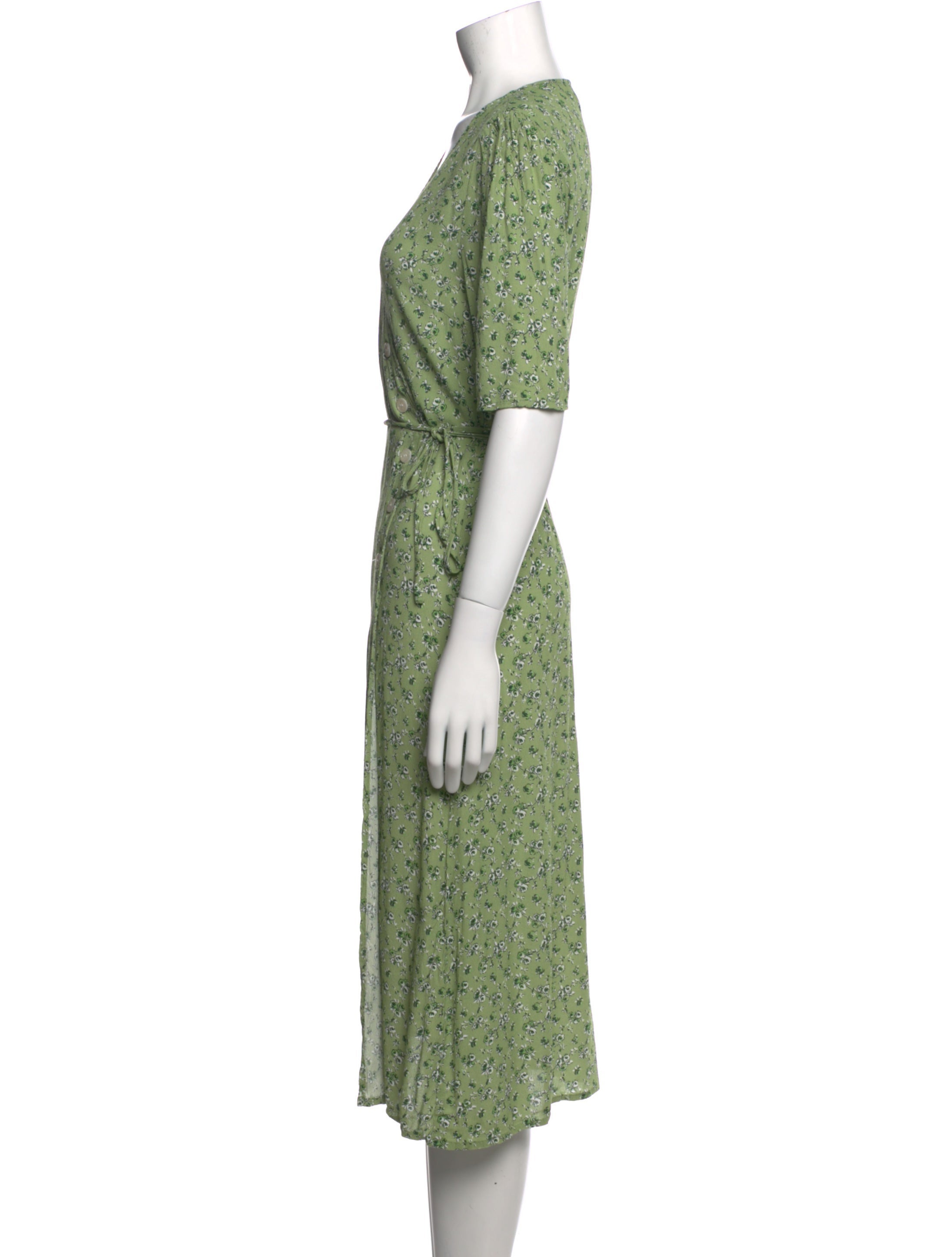 Rouje Floral Print Midi Length Dress - Green Dresses, Clothing - WROUJ24744  | The RealReal
