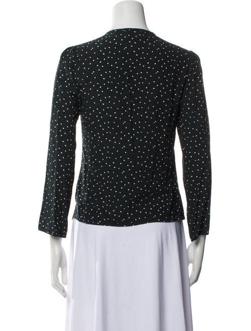 Rouje Polka Dot Print Plunge Neckline Button-Up Top