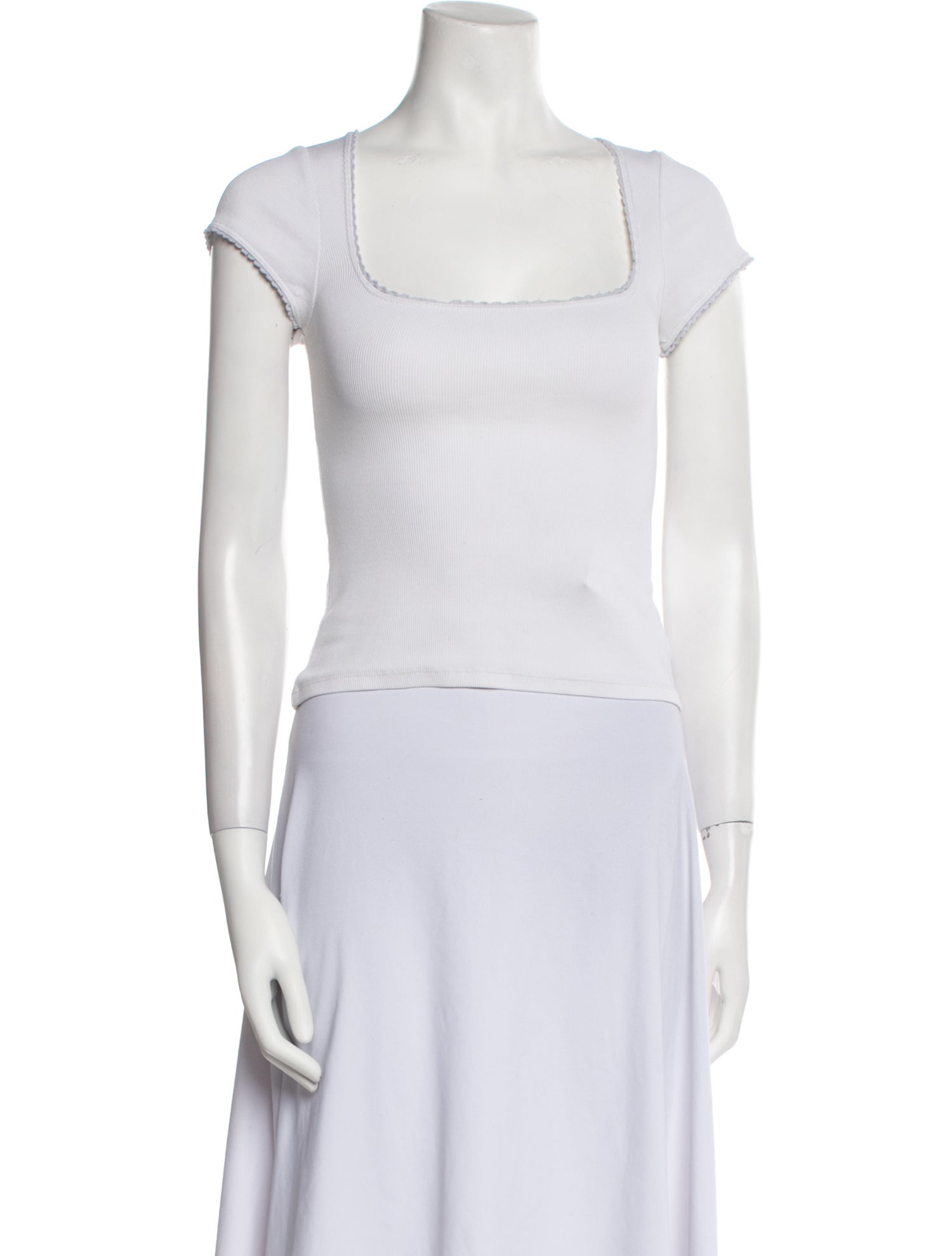 Rouje Square Neckline Short Sleeve Crop Top