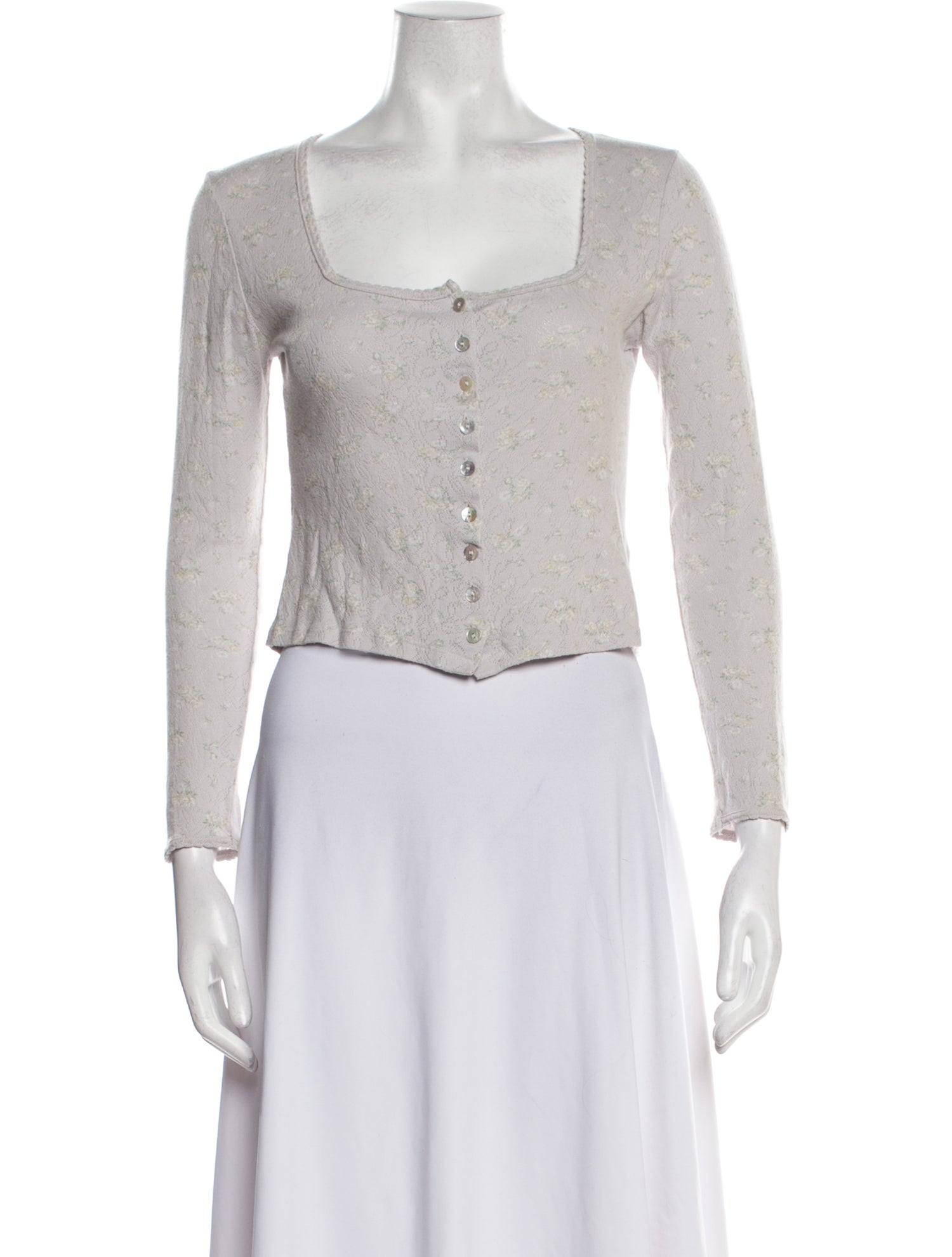 Rouje Square Neckline Long Sleeve Crop Top