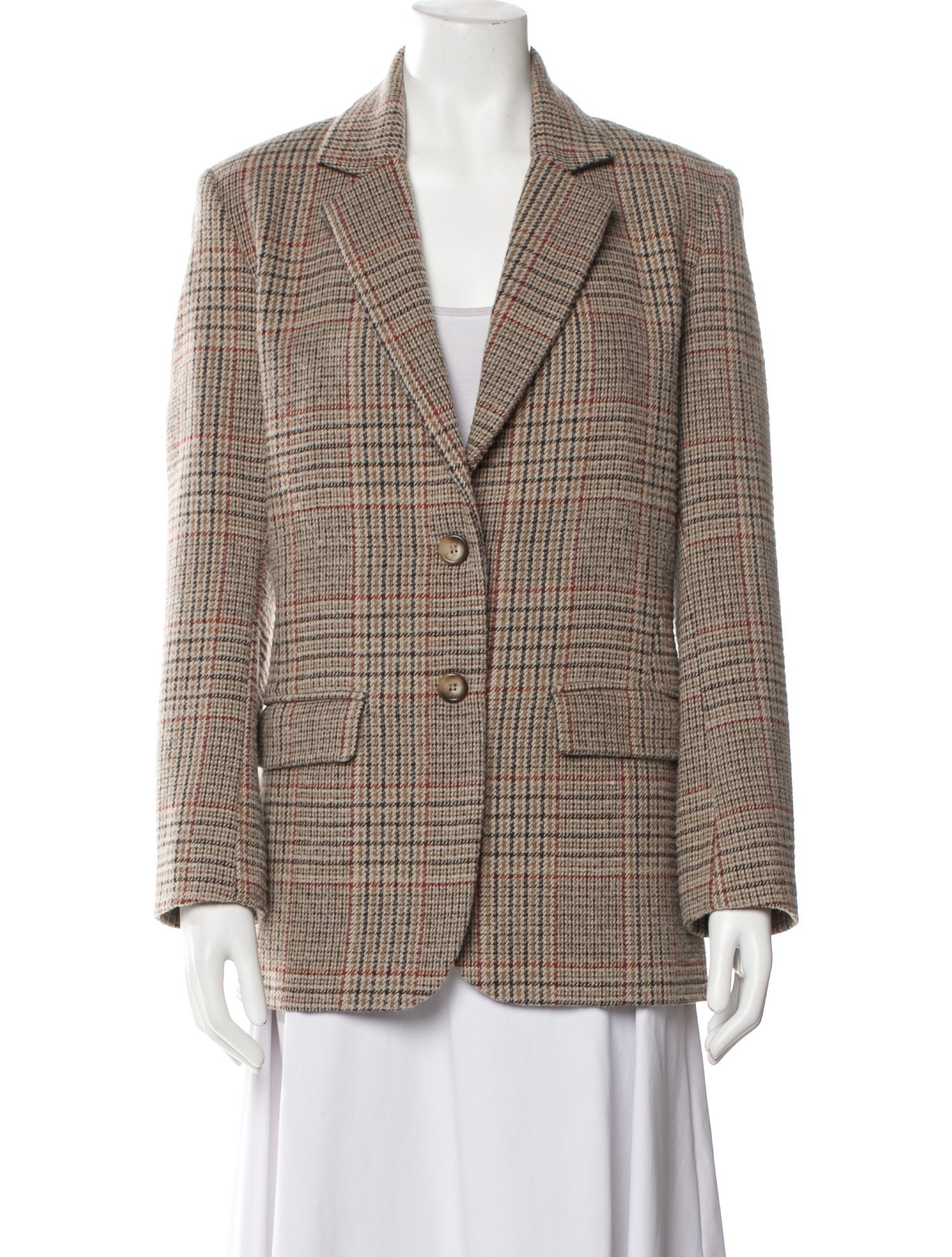 Rouje Wool Plaid Print Blazer
