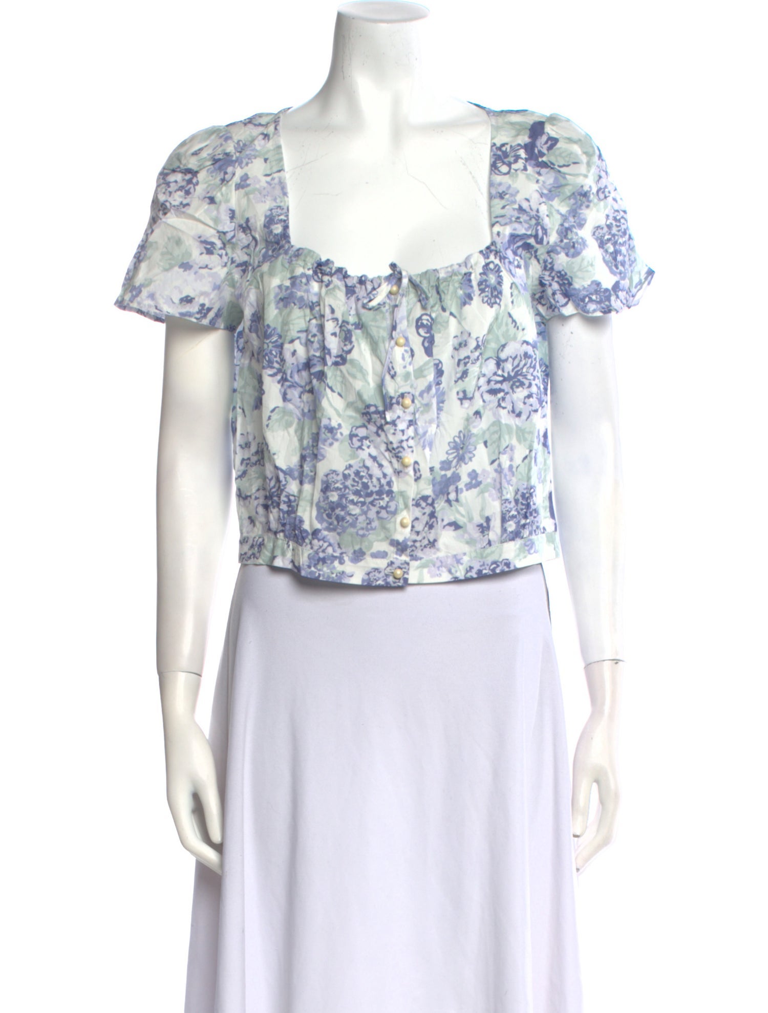 Rouje Floral Print Square Neckline Crop Top