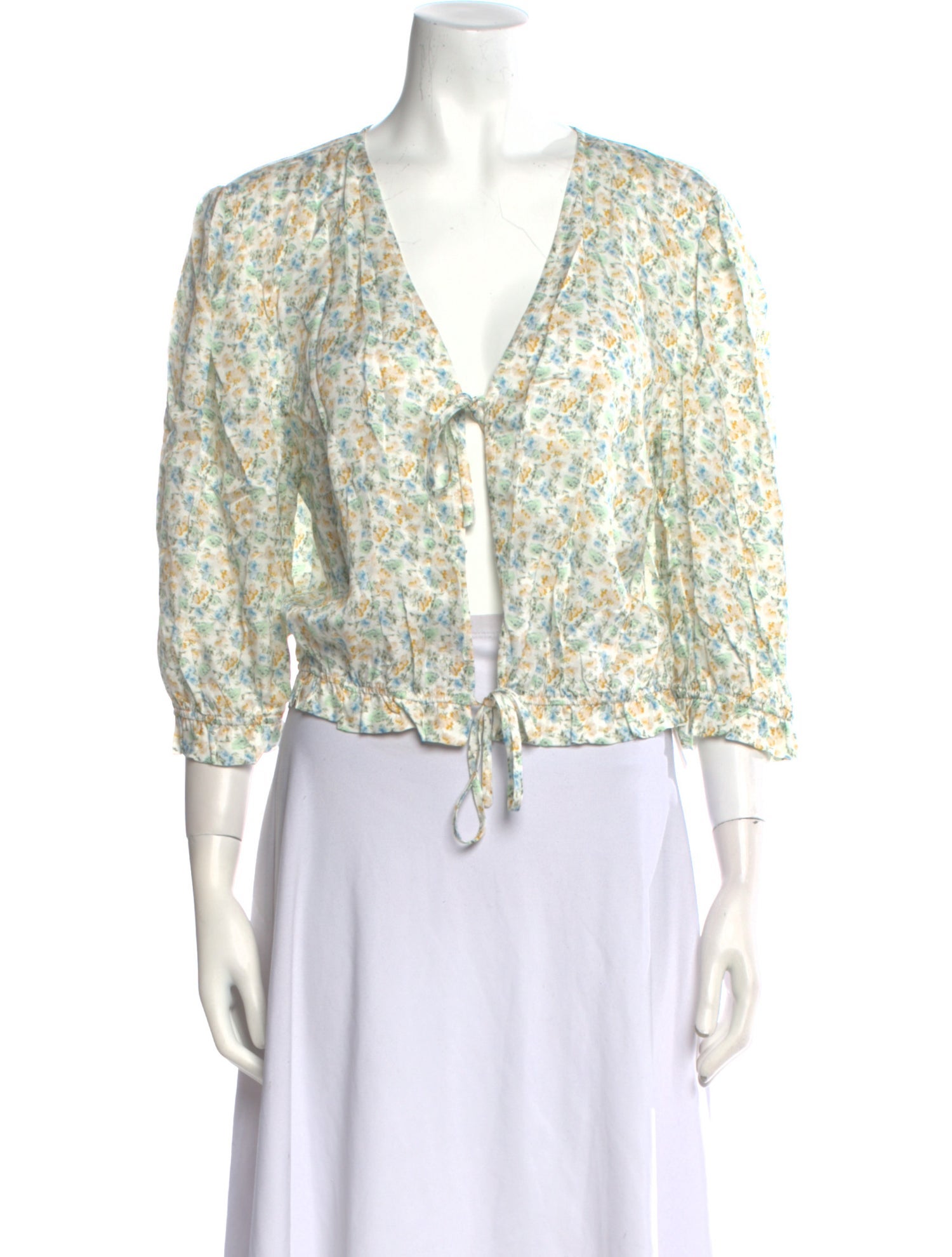 Rouje Floral Print V-Neck Crop Top