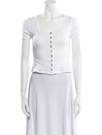 Rouje Square Neckline Short Sleeve Crop Top