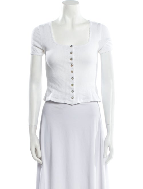 Rouje Square Neckline Short Sleeve Crop Top