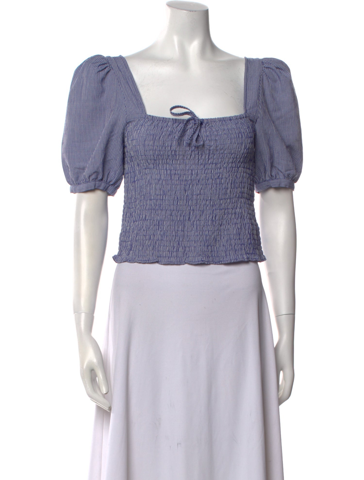 Rouje Plaid Print Square Neckline Crop Top