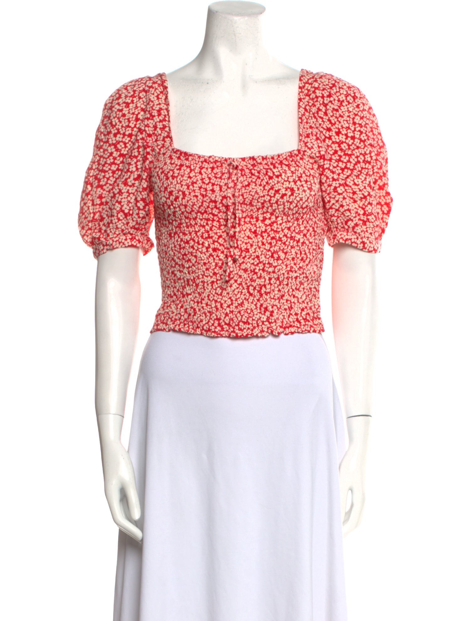 Rouje Floral Print Square Neckline Crop Top