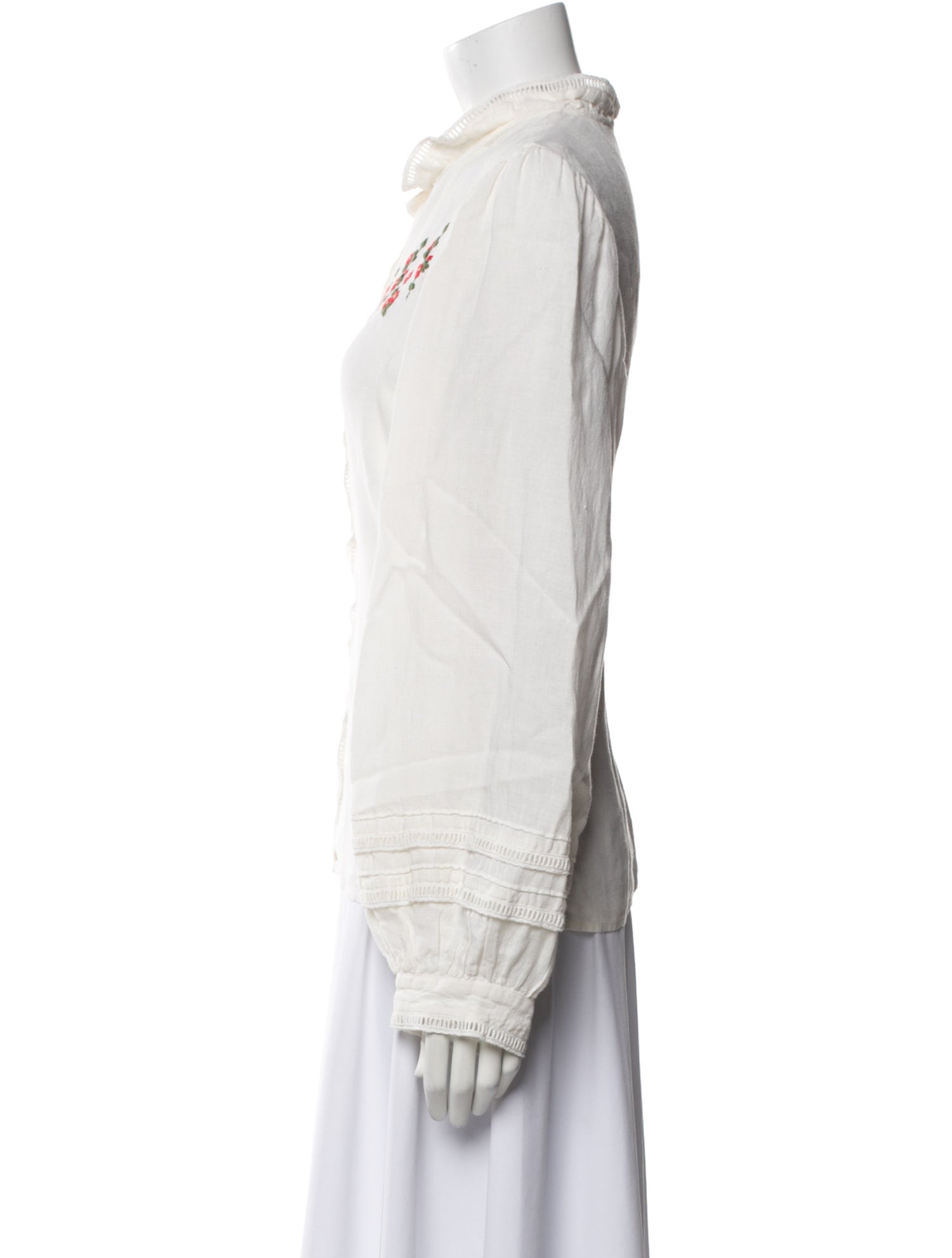 Rouje Linen Mock Neck Button-Up Top