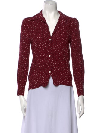 Rouje Polka Dot Print Long Sleeve Button-Up Top