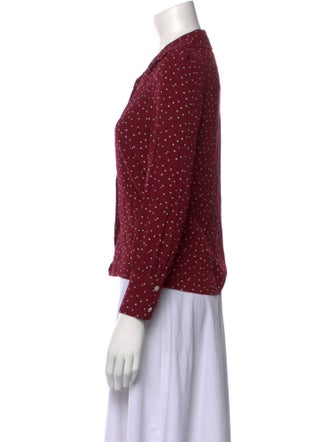Rouje Polka Dot Print Long Sleeve Button-Up Top