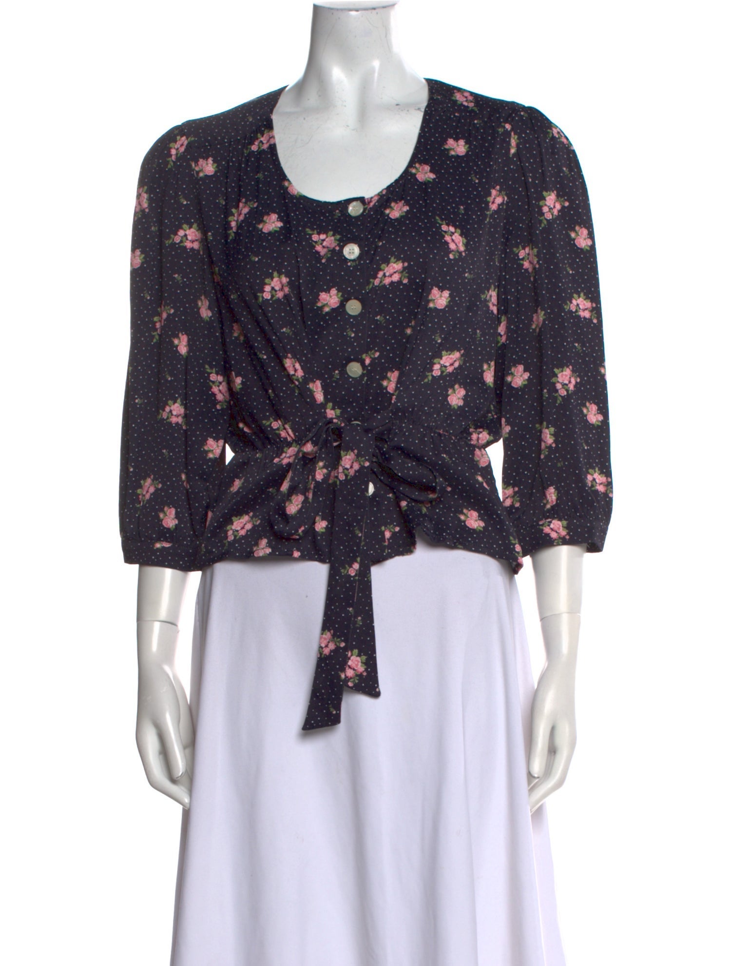 Rouje Floral Print Scoop Neck Blouse